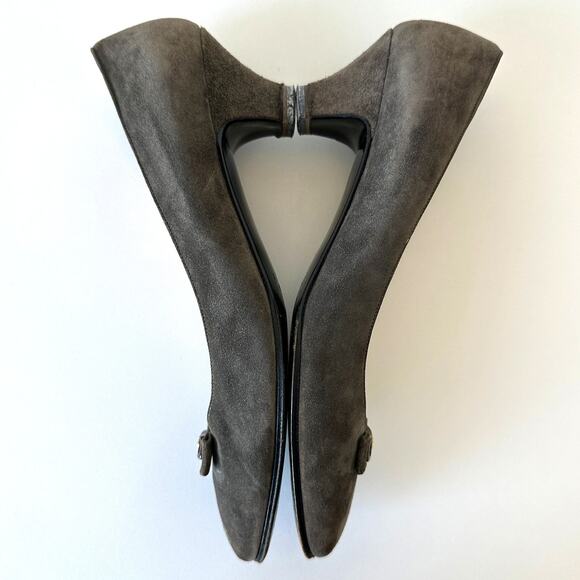 Gucci 1983 Vintage Grey Suede Bow Logo Kitten Heel Size 38 AA - Picture 9 of 16